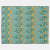 Orange Flower Border Pattern フリースブランケット (正面(横))