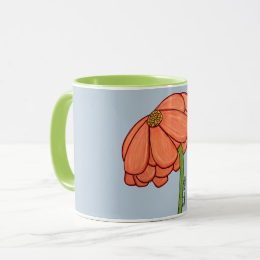 Orange Flower with Blue background マグカップ (正面左)