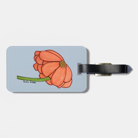Orange Flower with Blue background ラゲッジタグ (裏面横)