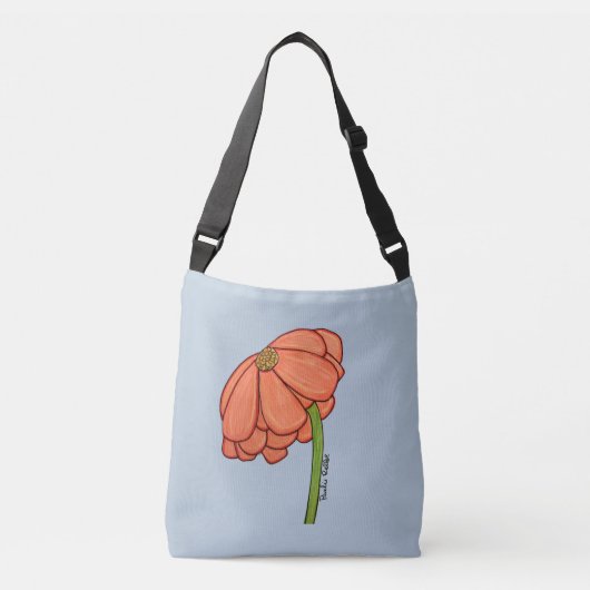 Orange Flower with Blue background Tote クロスボディバッグ (正面)