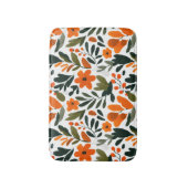 Orange Flowers Spring Foliage Elegant Botanical  バスマット (正面縦)