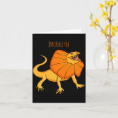 Orange Frilled Neck Lizard Cartoon Illustration Ba カード (黄色い花)