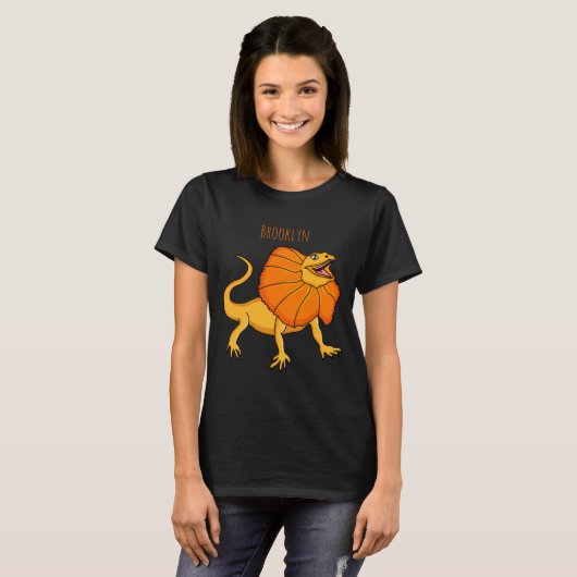 Orange Frilled Neck Lizard Cartoon Illustration Ba Tシャツ (正面フル)