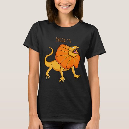 Orange Frilled Neck Lizard Cartoon Illustration Ba Tシャツ (正面)