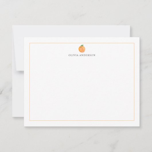 Orange Fruit Border Personalized Stationery ノートカード (正面)