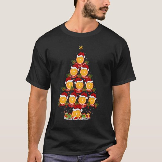 Orange Fruit Xmas Holiday Santa Orange Christmas Tシャツ (正面)