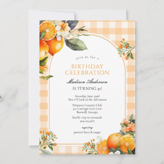 Orange Fruits Birthday Invitation 招待状 (正面)