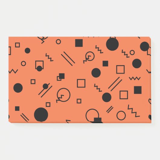 Orange, fun, trendy, geometric Memphis graphic ポストイット (正面)
