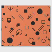 Orange, fun, trendy, geometric Memphis graphic ラッピングペーパー (フラット)