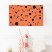 Orange, fun, trendy, geometric Memphis graphic 横断幕 (インサイチュ)