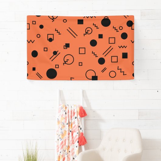 Orange, fun, trendy, geometric Memphis graphic 横断幕 (インサイチュ)