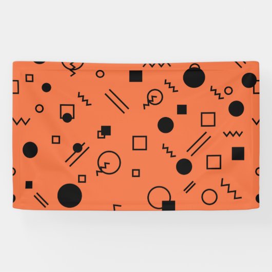 Orange, fun, trendy, geometric Memphis graphic 横断幕 (横)