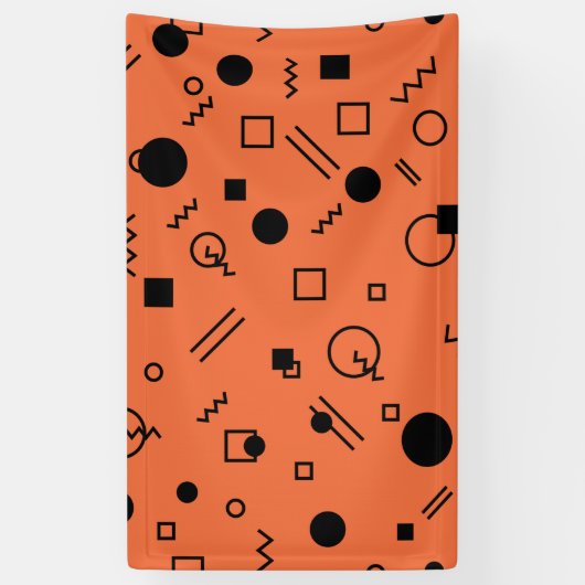 Orange, fun, trendy, geometric Memphis graphic 横断幕 (縦)