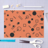 Orange, fun, trendy, geometric Memphis graphic 薄葉紙 (クラフト)