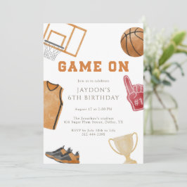 Orange Game On Basketball Birthday Jersey  招待状