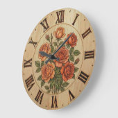Orange Garden Flowers Wall Clock ラージ壁時計 (傾斜)