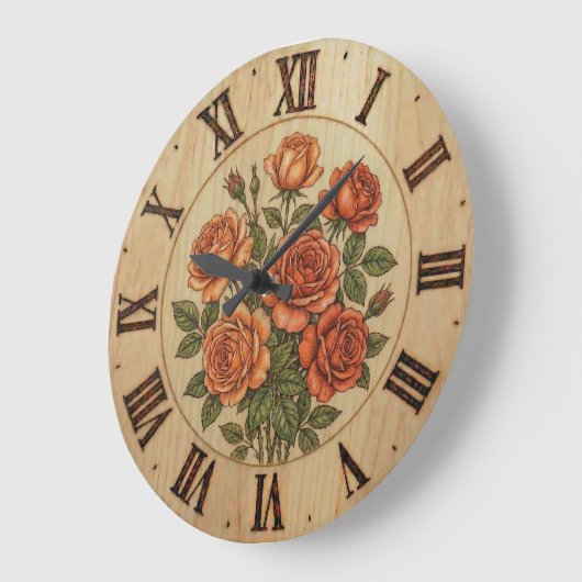Orange Garden Flowers Wall Clock ラージ壁時計 (傾斜)