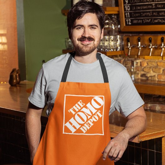 Orange Gay Homo Depot Stencil LGBTQ Funny Phrase エプロン