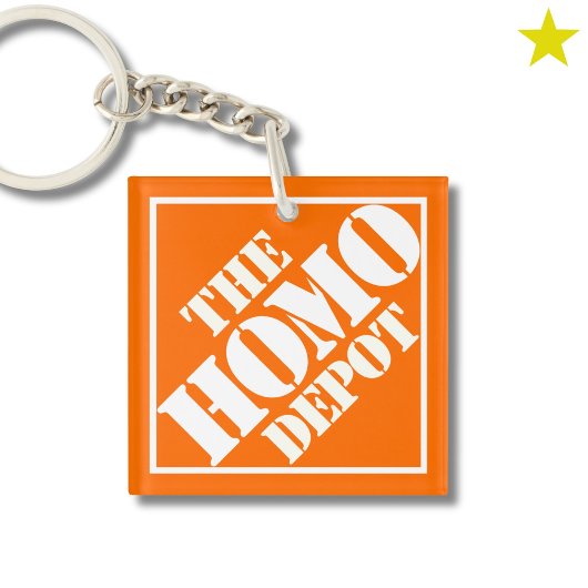 Orange Gay Homo Depot Stencil LGBTQ Funny Phrase キーホルダー