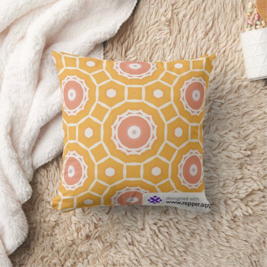 Orange Geometric Pillow – Modern Decorative Throw  クッション (ブランケット)