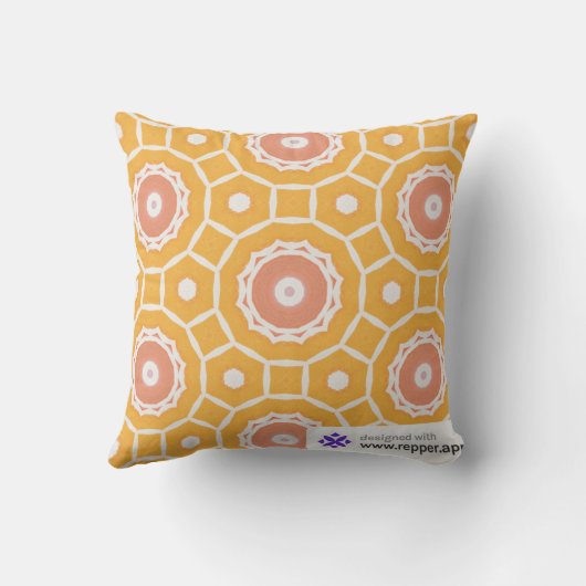 Orange Geometric Pillow – Modern Decorative Throw クッション (裏面)