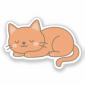 Orange Ginger Cat – Adorable Sleeping Cartoon シール (正面)