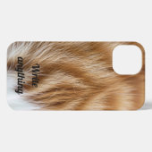 Orange Ginger Fuzzy Cat Fur Texture iPhoneケース (裏面横)