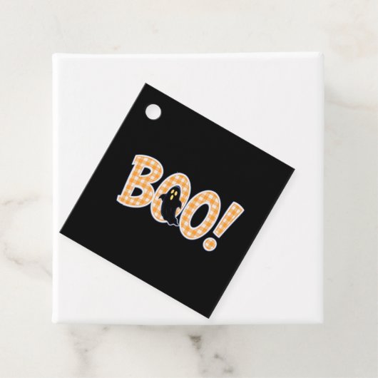 Orange Gingham BOO Ghost フェイバータグ (インサイチュ)