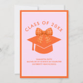 Orange Gingham Bow Graduation Party 招待状 (裏面)