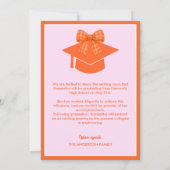 Orange Gingham Bow Photo Graduation Announcement 案内状 (裏面)