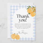 Orange Gingham Citrus Baby Shower サンキューカード (正面)