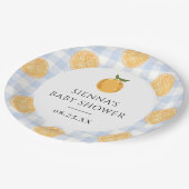 Orange Gingham Citrus Baby Shower ペーパープレート (アングル)