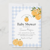 Orange Gingham Citrus Baby Shower 招待状 (正面)