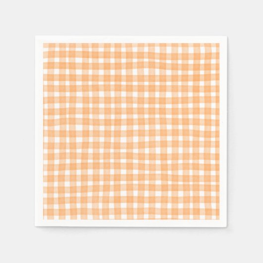 Orange Gingham Fall スタンダードカクテルナプキン (正面)
