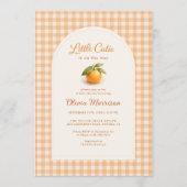Orange Gingham Little Cutie Baby Shower 招待状 (正面)