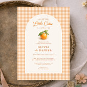 Orange Gingham Little Cutie Couples Baby Shower 招待状