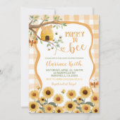 Orange Gingham Plaid Sunflower Bee Baby Shower Inv 招待状 (正面)