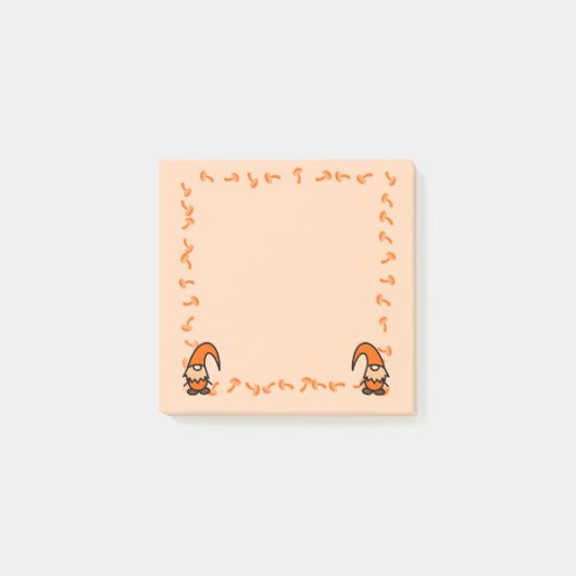 Orange Gnomes with Mushrooms Post it Notes ポストイット (正面)