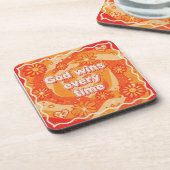 orange God wins everytime christian faith コースター (左側)