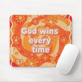 orange God wins everytime christian faith マウスパッド (マウス)