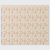 Orange Gold Brown Autumn Leaves Watercolor Pattern ラッピングペーパー (フラット)