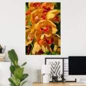 Orange Gold Orchids Photographic Art Print ポスター (ホームオフィス)