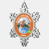 Orange Golfer Photo High School Golf Team スノーフレークピューターオーナメント (右)