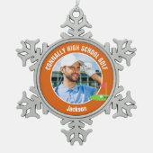 Orange Golfer Photo High School Golf Team スノーフレークピューターオーナメント (正面)