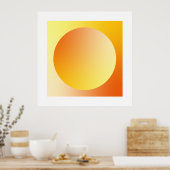 Orange Gradient Circle Vignette Abstract Design ポスター (キッチン)