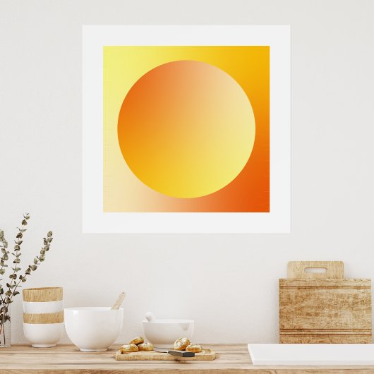 Orange Gradient Circle Vignette Abstract Design ポスター (キッチン)