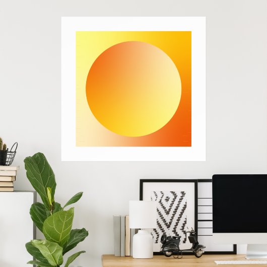 Orange Gradient Circle Vignette Abstract Design ポスター (ホームオフィス)