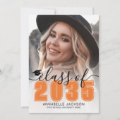 Orange Graduate Photo Graduation 案内状 (正面)