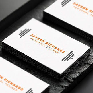 Orange/Gray Gym Barbell Symbol Personal Trainer 名刺