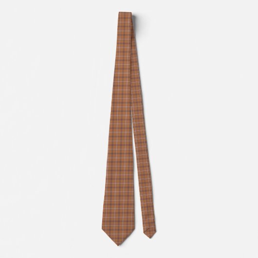 Orange Gray Plaid Classic Pattern Rustic Neck Tie ネクタイ (正面)